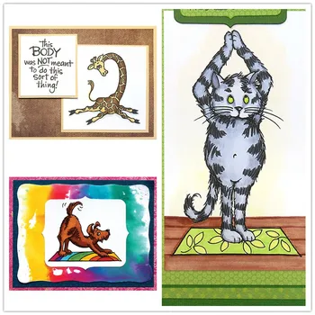 

Clear Stamps Cat And Dog Giraffe Doing Sports For DIY Scrapbooking Cards Making Craft 2020 New Silicone Stamps
