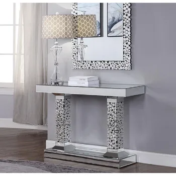 

Bedroom Makeup Desk Console Table In Mirrored Faux Gemstones Bedroom Furnitures Dressing Table Dresser Round Base Vanity Desk