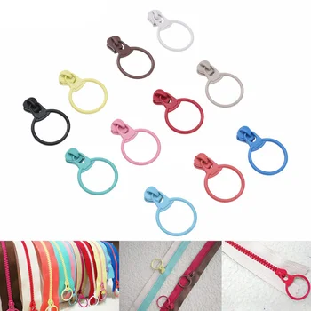 

10PCS O Ring Round Zipper Sliders 3# Resin Metal Leather Zippers Head Pulls Replacement DIY Sewing Bags Clothes Accessories