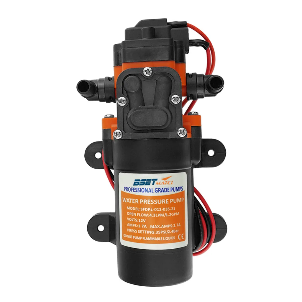 21-Series Water Diaphragm Self Priming Pump 1.2 Gallons/min 35 PSI for Rv/Marine 12 Volt DC