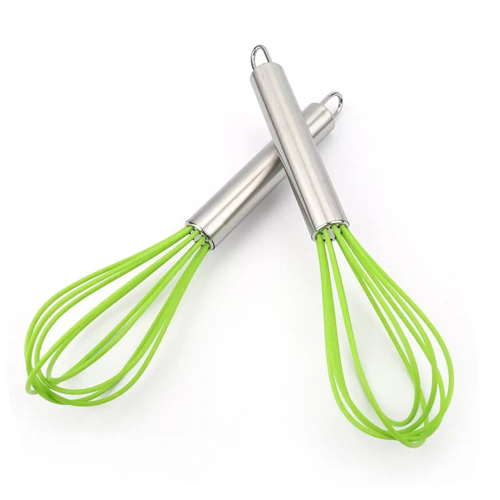 Kuulee 9 Inches Manual Silicone Egg Beaters with Stainless Steel Handle for Kitchen Cooking