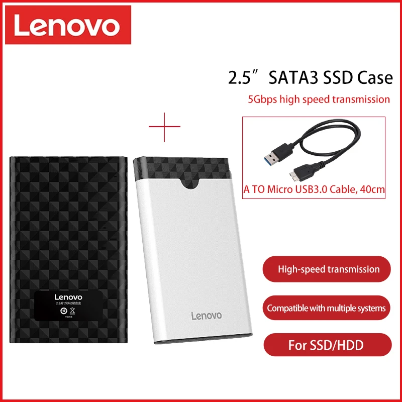 Lenovo 2.5inch  Case hd SSD Enclosure Sata to USB 3.0 /3.1 Externo For 6tb Box Mobile Portable External hdd For 2.5" Hard Disk