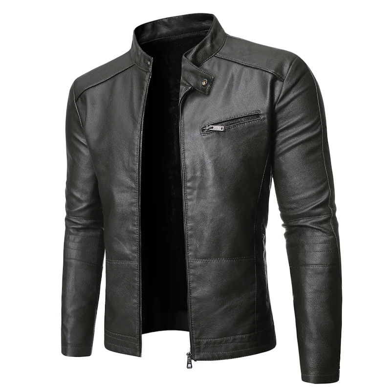 Promotion Men Jacket Leather 2019 Motorcycle Men's Leather  Lapel Versatile Personality Slimming Zipper Pocket Men's Wash Leather Coat