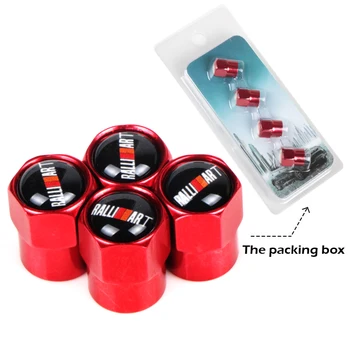 

4pcs Metal Wheel Tire Valve Caps Stem Case For lancer asx outlander pajero l200 mitsubishi RalliArt Car Badge Auto Accessories