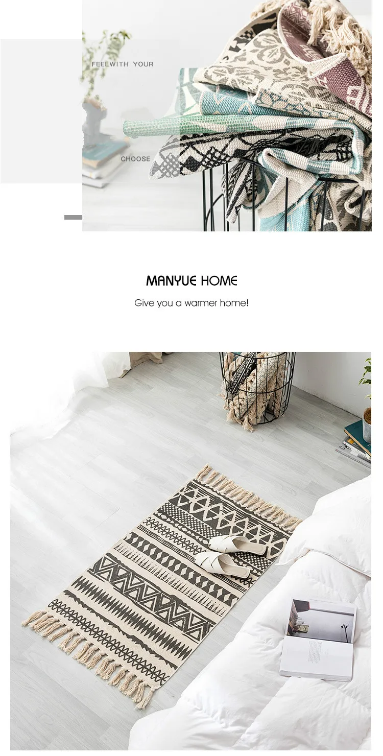 Helper Description Diagram：A thin tapestry carpet with cotton printing and vintage plain color for generations of cross-border Nationalities