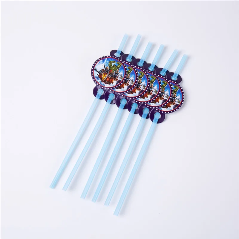 Straw-6Pcs Супергерой Мстители Дети День рождения украшения вечерние бумажный шарик чашки соломы вечерние принадлежности для дня рождения ребенка - Цвет: Straw-6Pcs