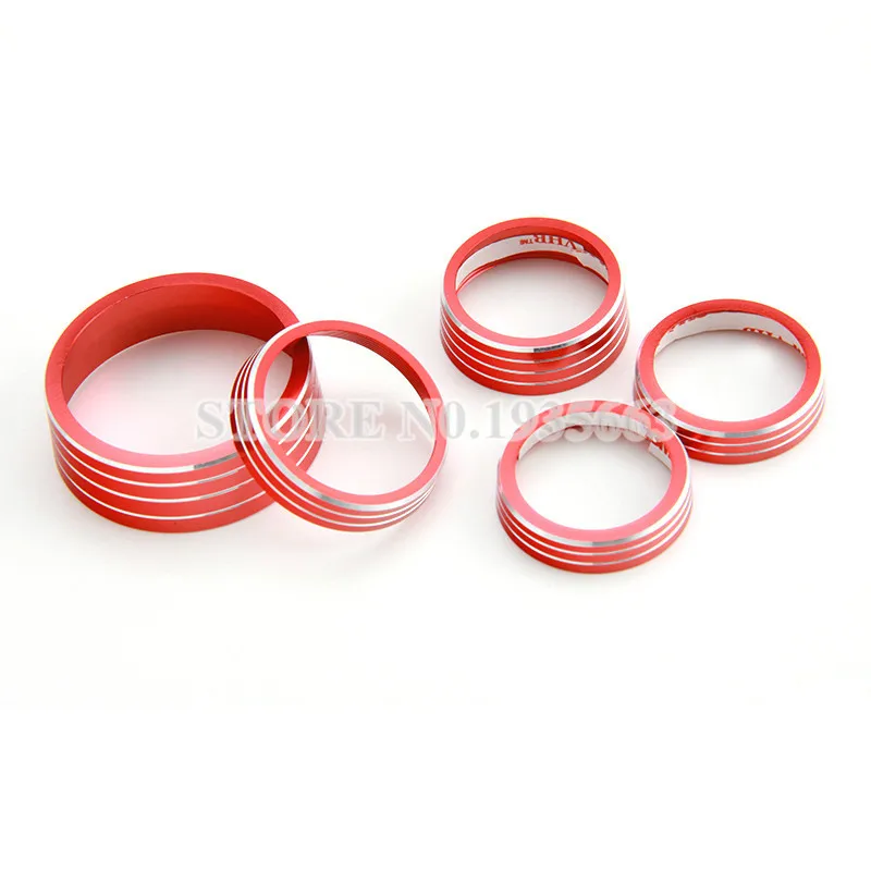 5pcs Red Air Condition & 4WD & Headlight Knob Cover For Jeep Cherokee 2014-2016 5pcs Red Air Condition & 4WD & Headlight Knob Cover For Jeep Cherokee 2014-2016