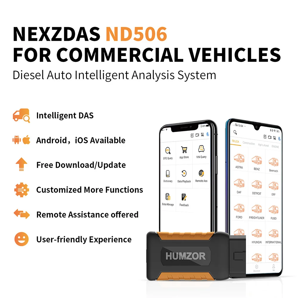 Humzor NexzDAS ND506 коммерческий транспорт Дизель Авто полная система Интеллектуальный диагностический инструмент