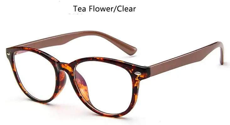 tea flower clear Милые модные женские прозрачные очки кошачий глаз оправа для очков студентам колледжа близорукость очки оправа заклепки оптические очки - Цвет оправы: tea flower clear