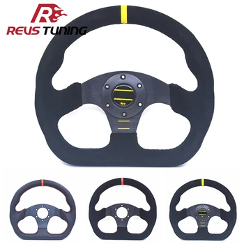 

325mm Suede Leather D Shape Car Rally Sport Drift Racing Simulator Game Gaming Steering Wheel