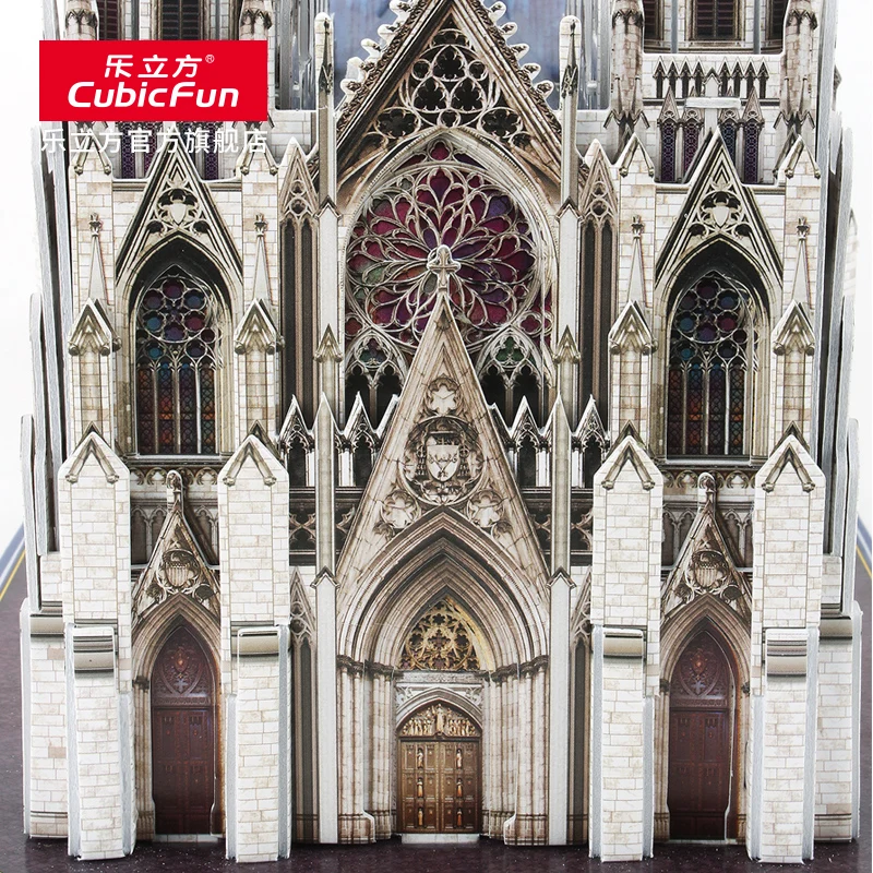 Parrowbebe 3D Puzzle Toy Building Model Adult St. Barthes Cathedral New York Adult Assembled Toys Puzzles