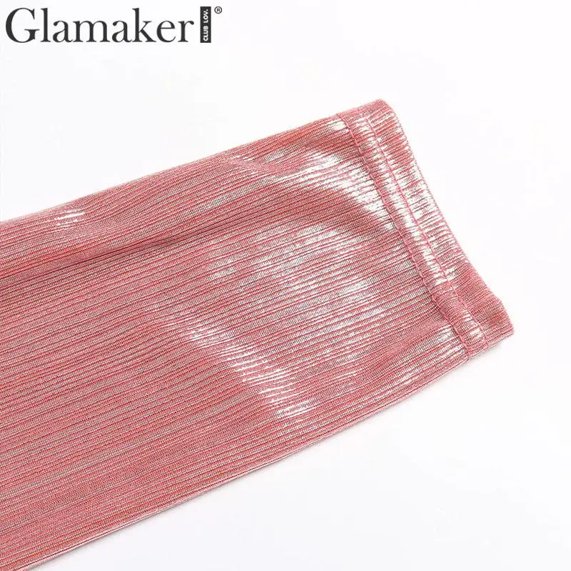 Glamaker розовое облегающее мини-платье с v-образным вырезом и длинным рукавом, сплошной сексуальный платье, женское осенне-зимнее элегантное для вечеринки и клуба, ночное платье