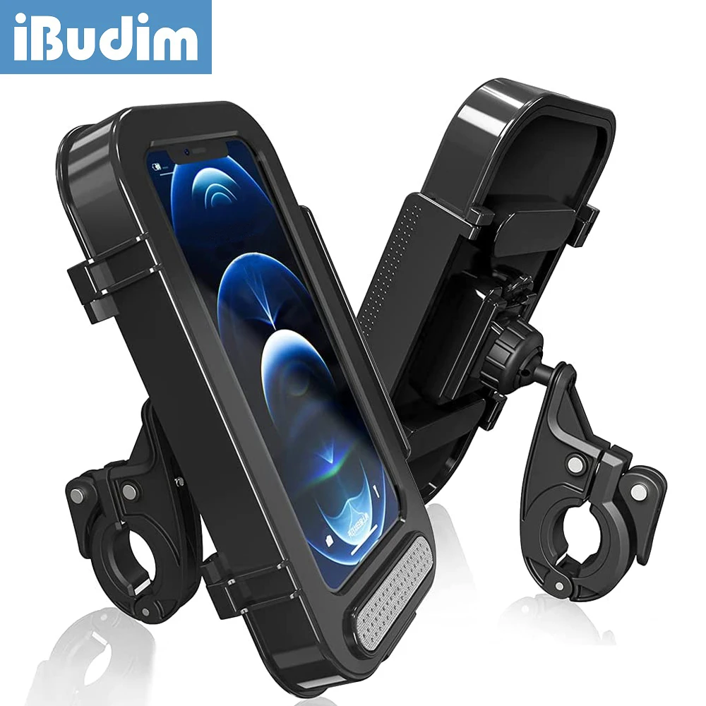 

iBudim Bike Phone Holder Waterproof 360°Rotation Mobile Phone Holder for Bicycle Scooter Motorcycle Handlebar Phone Mount Bag