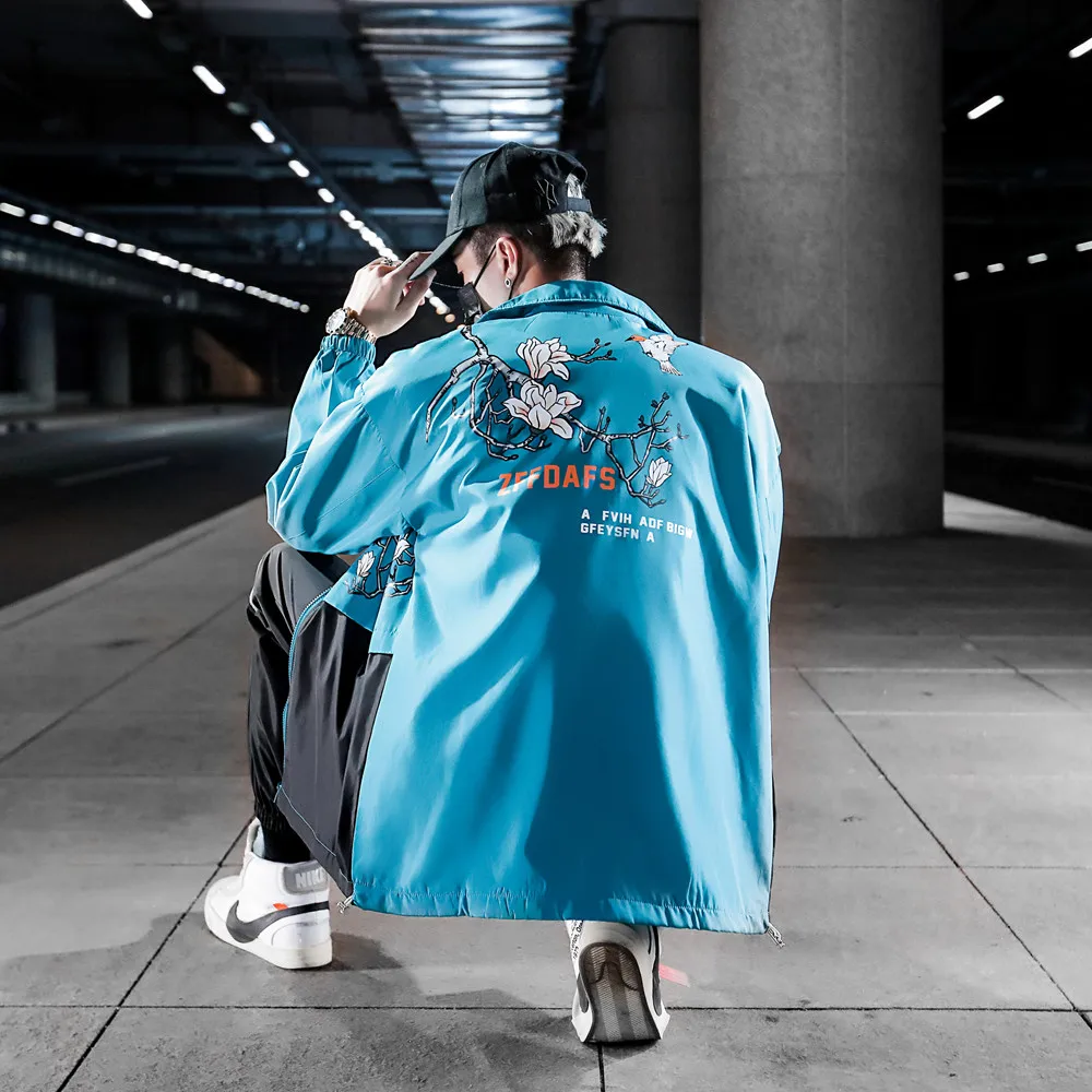 Спортивный костюм для мужчин, уличная одежда, хип-хоп костюмы Harajuku, повседневный цветочный принт, контрастный цвет, куртка и спортивные штаны, модные комплекты из двух предметов