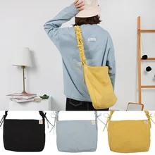 Простая Женская Парусиновая Сумка-посылка из овечьей шерсти, Женская Повседневная однотонная сумка на плечо для девушек, Студенческая сумка для книг