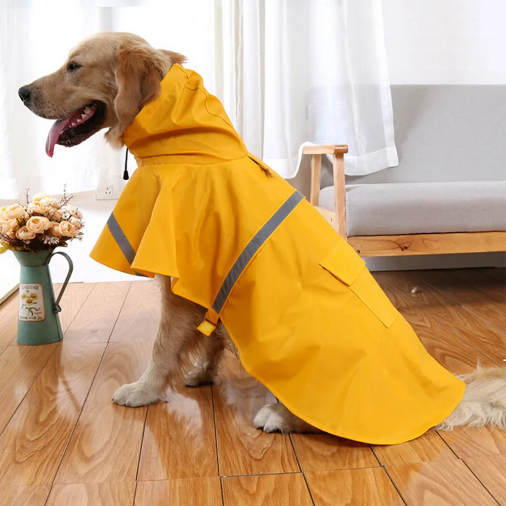 Дождевик для собак, водонепроницаемый плащ, все включено, плащ с капюшоном для питомцев, одежда для кошек, одежда для прогулок, желтый дождевик для питомцев
