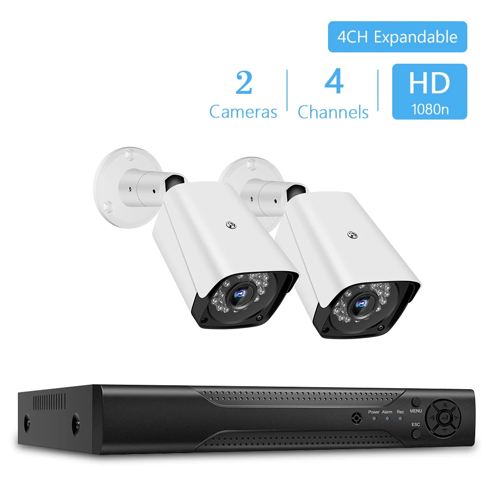 

Wireless Security Cameras System 4CH 1080P WiFi Surveillance DVR Kit 2 Weatherproof IP67 IP Network Cameras P2P Remote Access