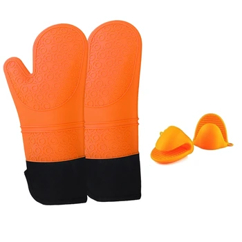 

1 Pair Oven Gloves with 2 Pot Holders,Heat Resistant,Oven Mitts,Non-Slip Grip,Soft Inner Lining,14.6 Inch (Orange)