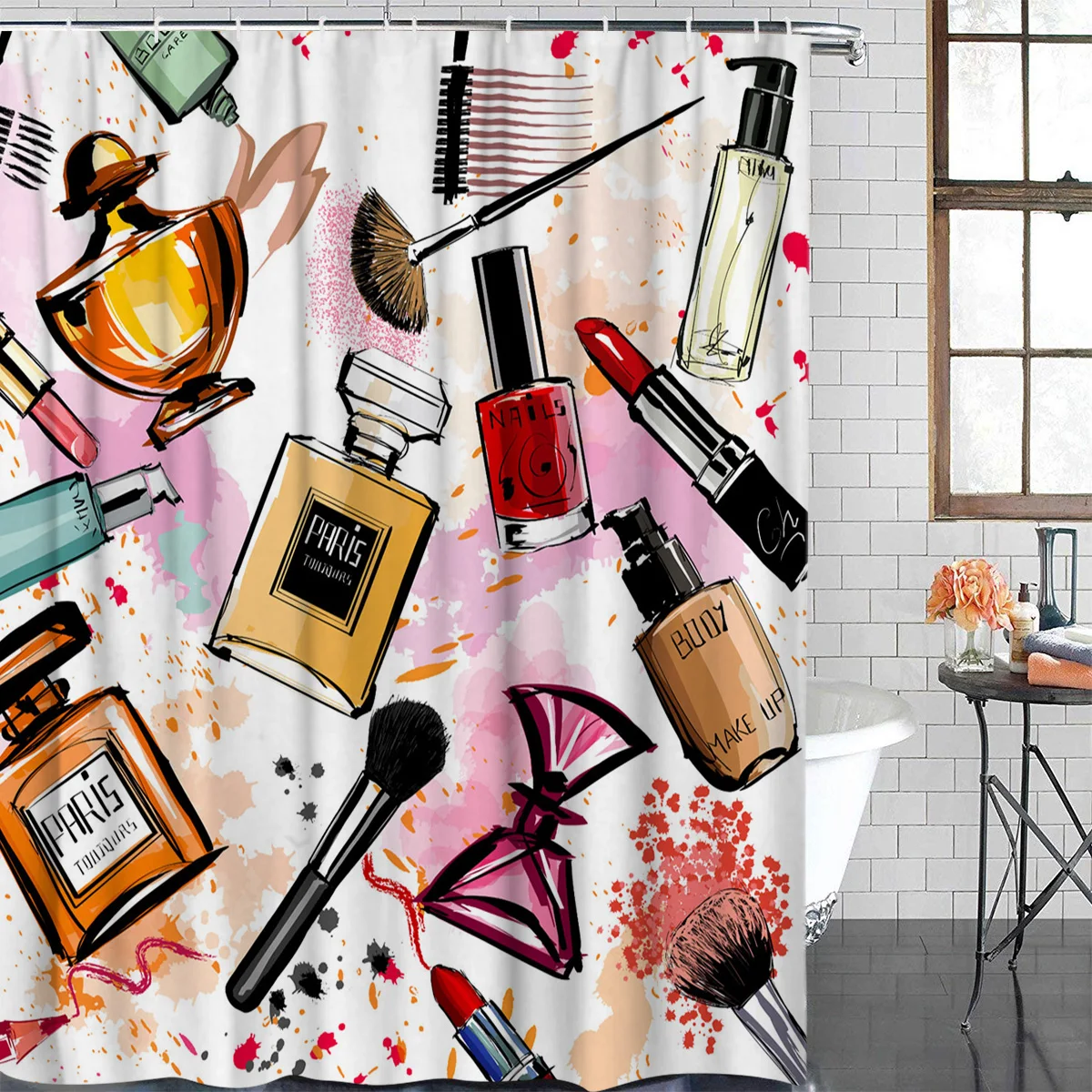 Косметика духи помада бант Женская занавеска для душа ванной s ткань Аксессуары