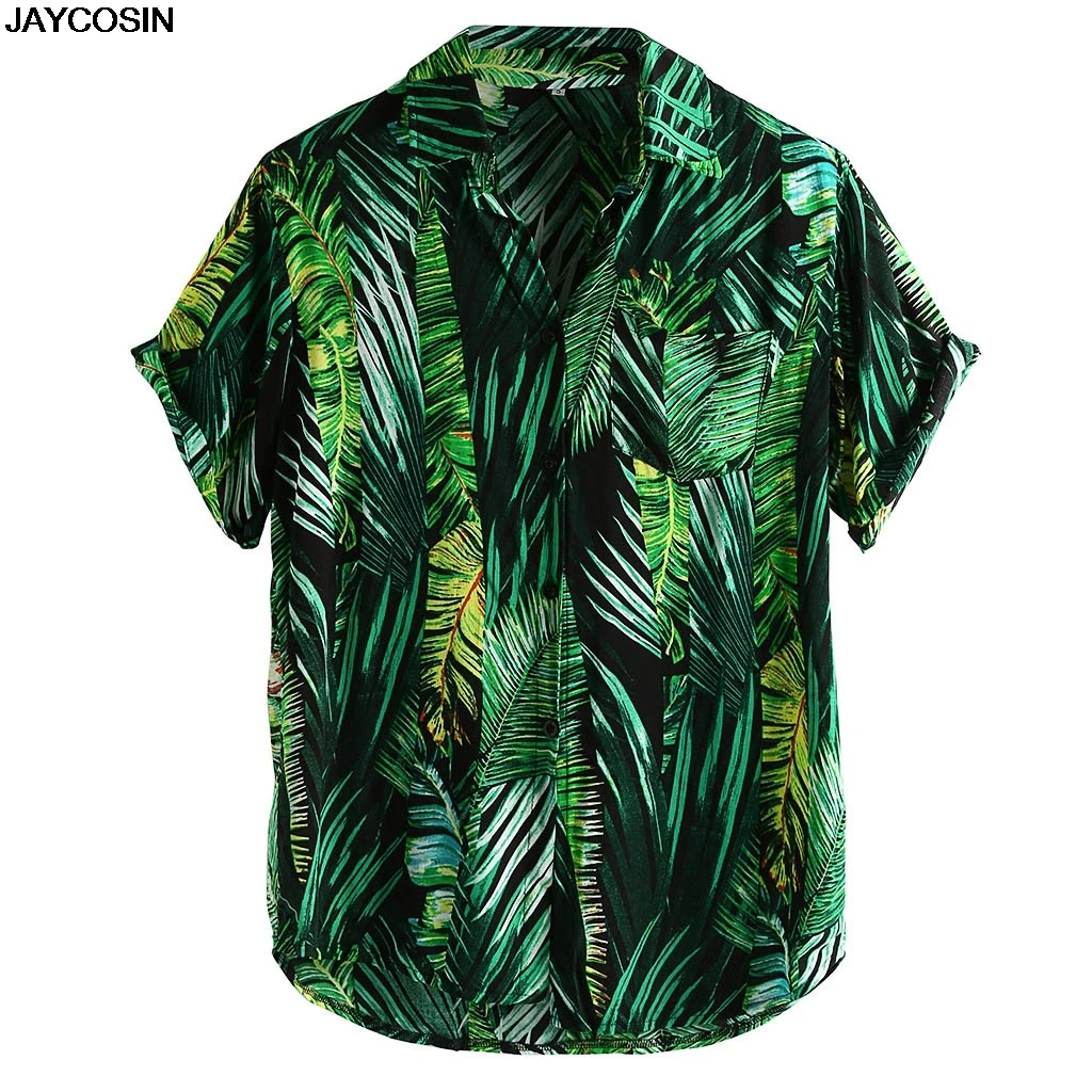

KLV NEW Eye-Catching Hawaiian Shirts Tropical Mens Shirts Dress Short Sleeve Lapel Collar Floral Beach Vacation Cloth Summer9813