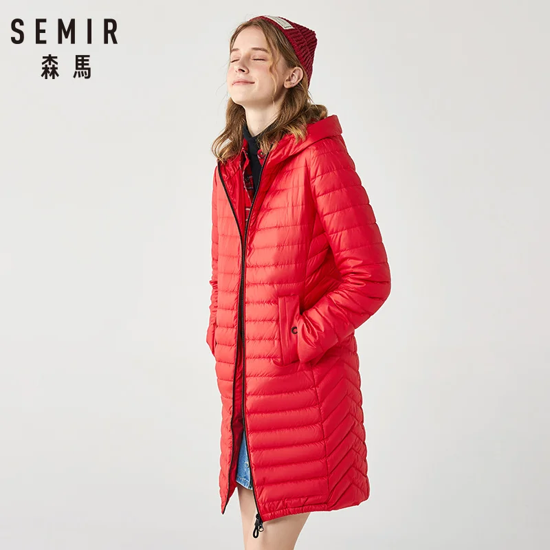 SEMIR, длинный женский пуховик,, зима, светильник, привычный ветер, черный, толстый, теплый, куртка, повседневная, трендовая, женская одежда