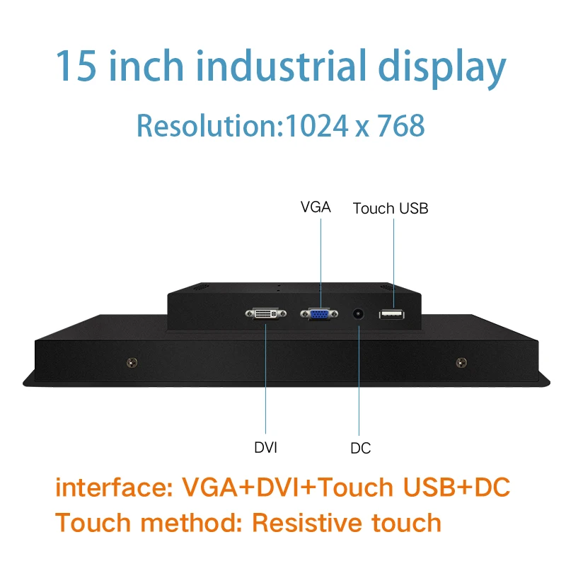 10 15 17 12 дюймов дисплей ЖК-экран монитор планшета VGA/DVI/USB Сопротивление сенсорный экран Встроенный установка настенный монтаж - Цвет: 15inch VGA  DVI USB