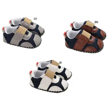 

Baby Boy Faux Leather Slip On Shoes Mesh Patchwork Infant Toddler Anti-Slip Rubber Soft Sole First Walking Low Top Sneakers 0-1T