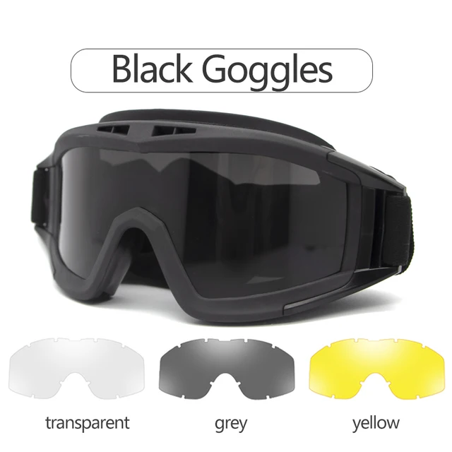 NorthFOX Locust Military Tactical Goggles CS Shooting Goggles Windproof Paintball Glasses Men's Outdoor Sports Camping Hiking Mo Black