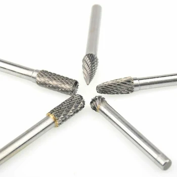 

5pcs Tungsten Carbide Rotary Point Burr Double Cut Head Deburring Polishing Cast Iron Carbon Steel Power Tools
