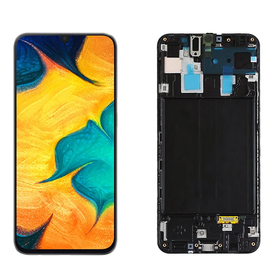 Super AMOLED для samsung galaxy A30 lcd кодирующий преобразователь сенсорного экрана в сборе A305/DS A305F A305FD A305A SM-A305F/DS с рамкой