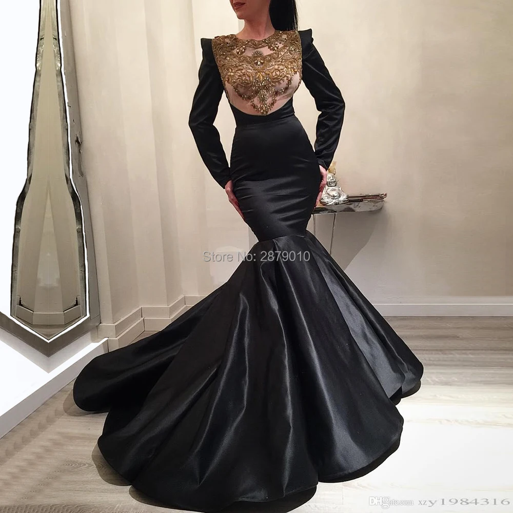 

Glamorous Black Scoop Evening Dress Mermaid Floor-Length Taffeta Applique Beaded Sequins Prom Dress Lady Dress Women Dress