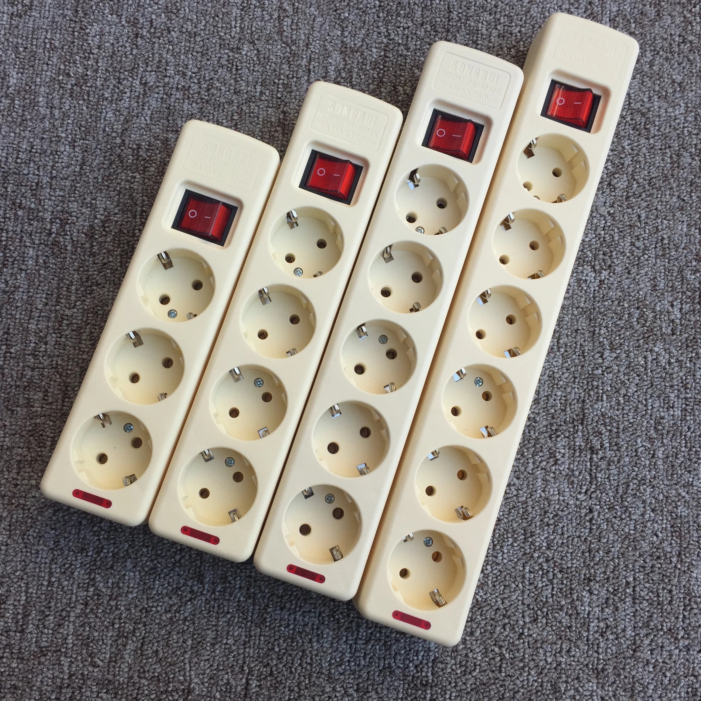 

European EU Socket Power Strip 3 4 5 6 AC Outlets with Switch Power Distributor without Cable Wiring Socket