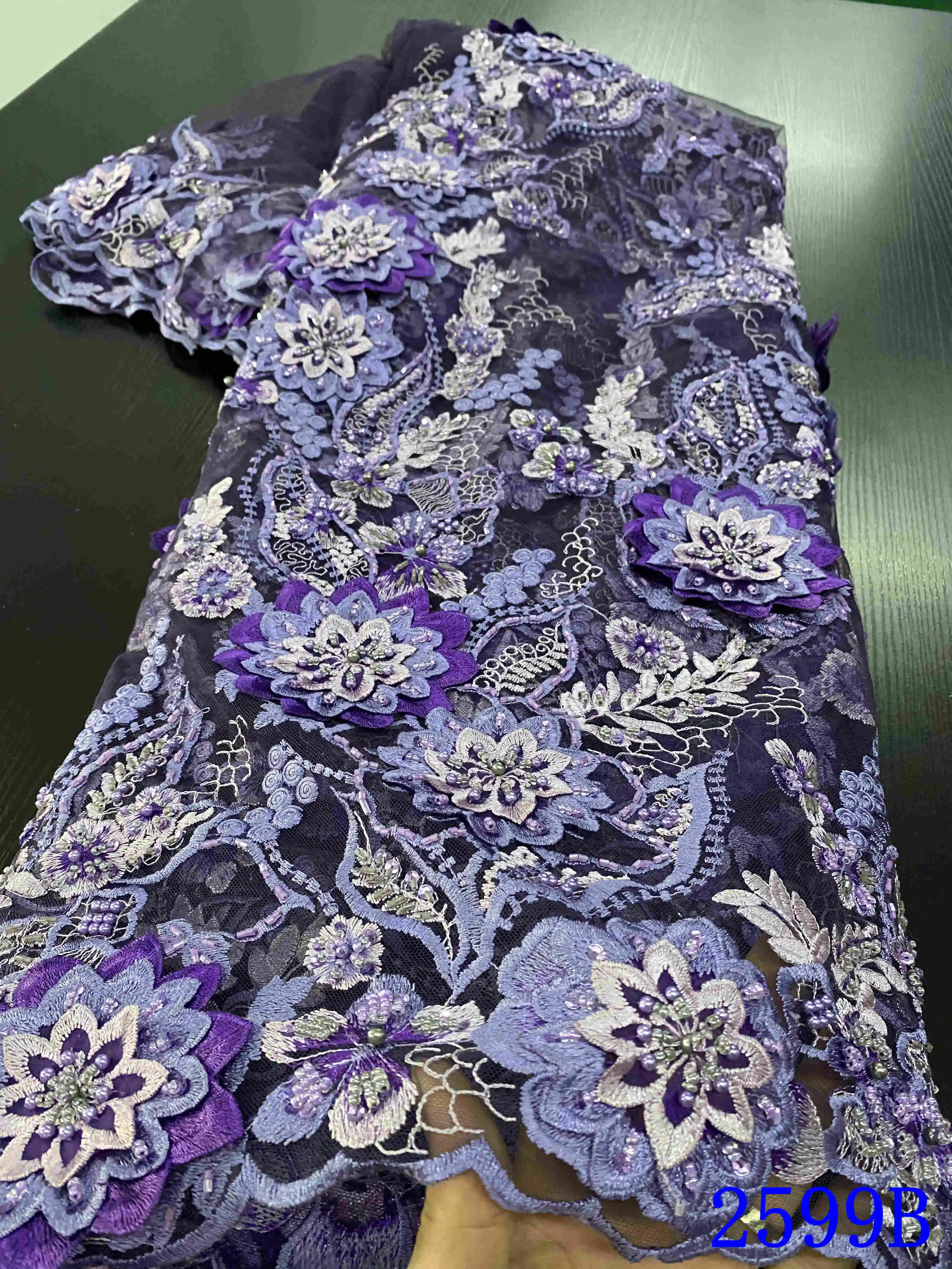 

Latest African Lace Fabric 2020 High Quality Lace French Handmade Lace Fabric Nigerian Lace Fabrics For Wedding Dress YA2599B