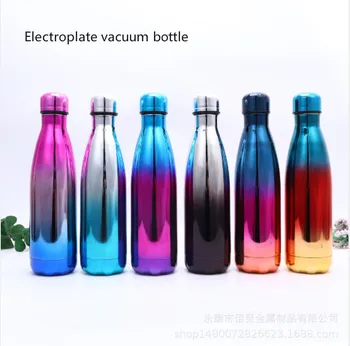 

500ml Vacuum Cup Motion Kettle 304 Stainless Steel Electroplate Gradual Change Originality Water Thermos Bottle Outdoor Sports