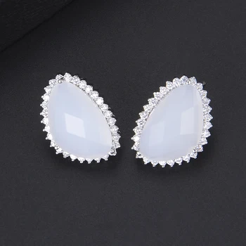 

LARRAURI Luxury Geometric Crystal Stud Earrings for Women Fashion Engagement Party Jewelry boucle d'oreille femme 2019