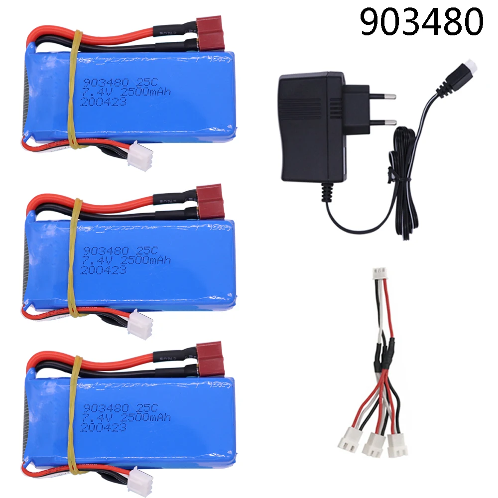 

7.4V lipo battery with Charger Sets for Syma X8C X8W X8G X8 RC Quadcopter 12428 12423 Car Parts 7.4V 2500mah 903480 lipo Battery