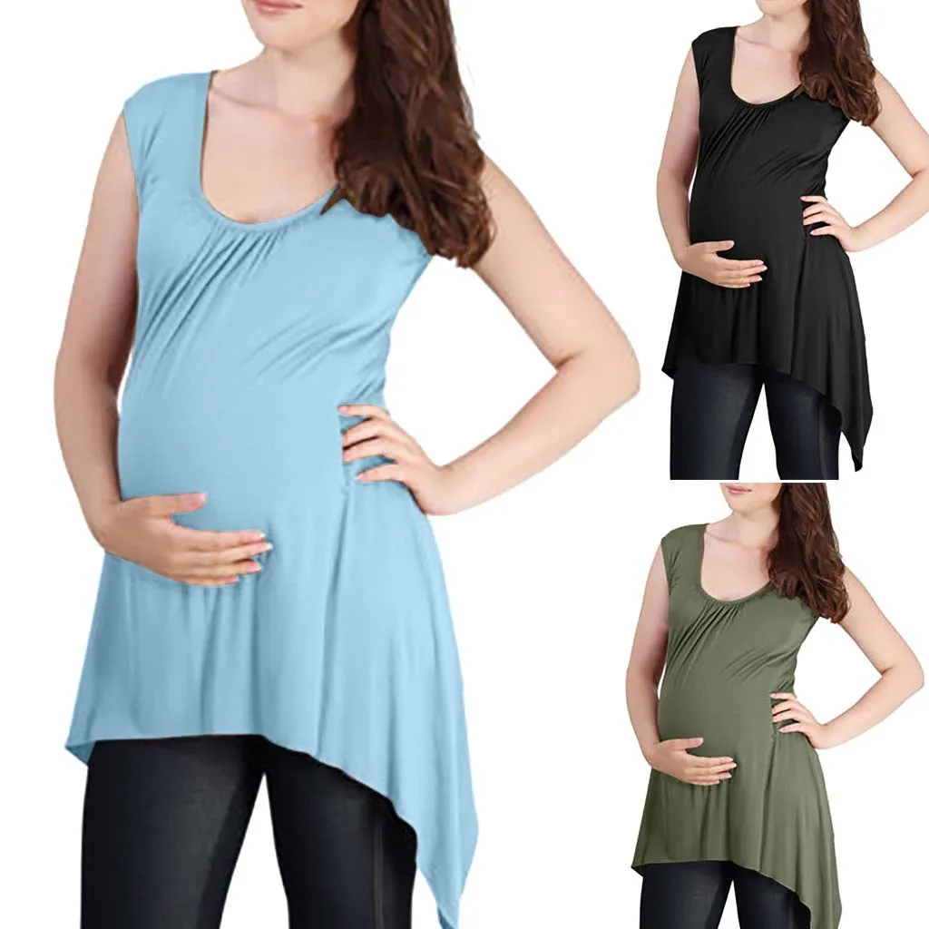 Sexy Irregular Sleeveless Pregnant Blouse Women Pregnant Maternity Nursing Solid Breastfeeding Blouse Female Cloth Factory Price