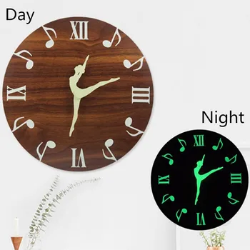 

Modern fashion wooden wall clock living room bedroom creative luminous ballet clock decoration clock