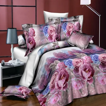 

2018 European and American-style foreign trade hot selling 3D double 3-piece set 4-piece bedding set activity dyed beddings