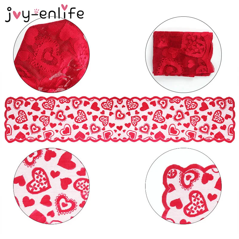 

Love Heart Tablecloth Table-Runner Valentine Christmas Wedding Kitchen Dining Living Bed Room Party Lace Love-Hearts Home Supply