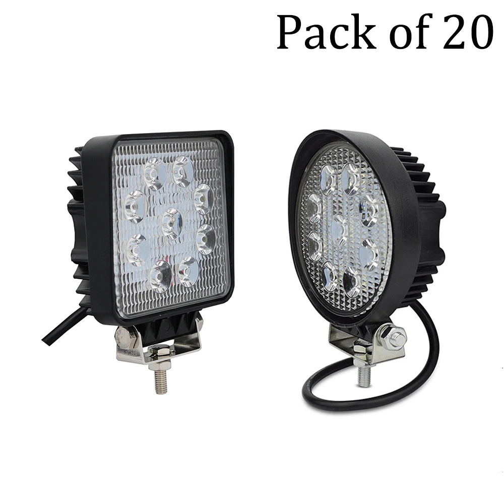 20pcs 4Inch LED Work Light Round/Square27W 12V 24V