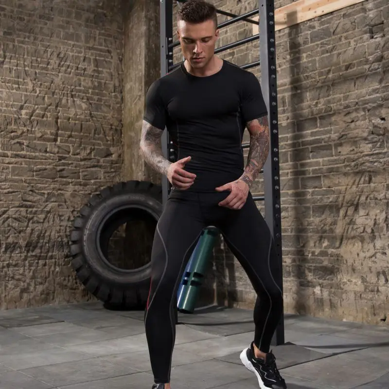 Мужские спортивные колготки стрейч быстросохнущие лучевые брюки дышащие спортивные брюки для фитнеса бега комплексное обучение