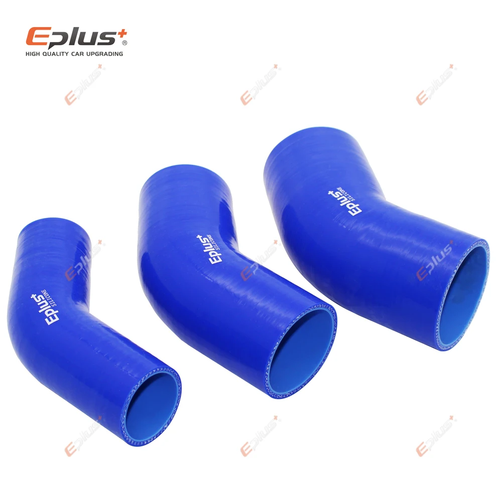 EPLUS Universal Silicone Tubing Hose 45 Degrees Connector Car Intercooler Turbo Intake Pipe Coupler Blue Multi Size silicone hose silicone hose connector
