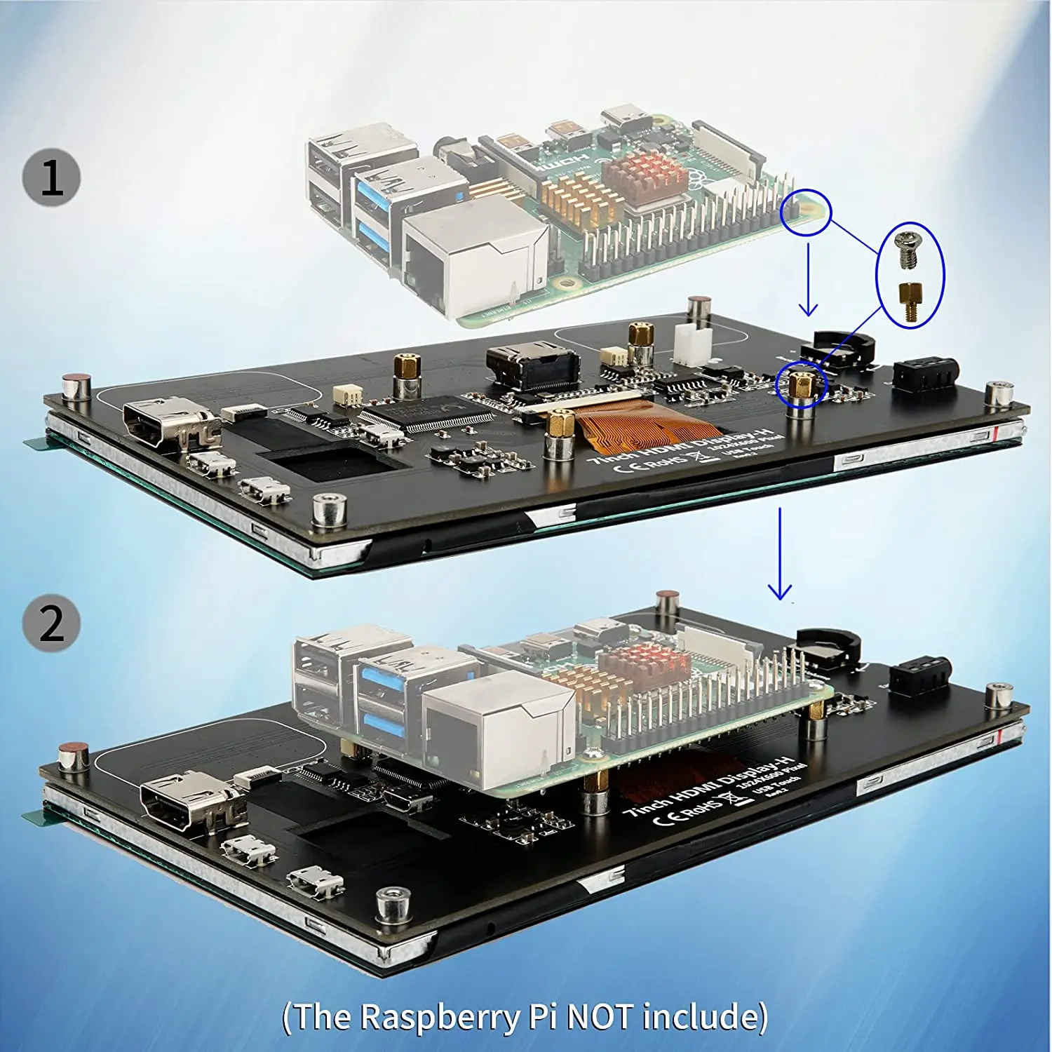 WIMAXIT Raspberry Pi 3 4  B 3 7 ġ ġ ũ HDMI  ÷, USB  IPS 178 , ĸ Ŀ  ĵ , 1024x600