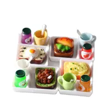

Dollhouse 1:12 Miniature Breakfast Set Toast Jam Coffee High Simulation Mini Kitchen Accessories