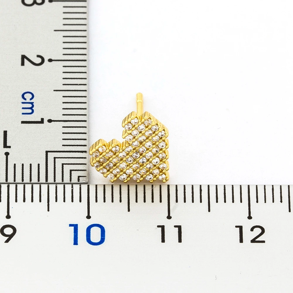 Hot Sale Trendy Copper Zirconia Heart Earrings Gold Stud CZ Crystal Jewelry for Women Love Wedding Party Birthday Romantic Gift - Image 2