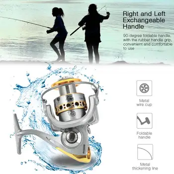 

Portable 13BB Gray Gold Metal Road Fishing Rod Spinning Wheel Fishing Wheel Spool Gear Fishing Reel Durable