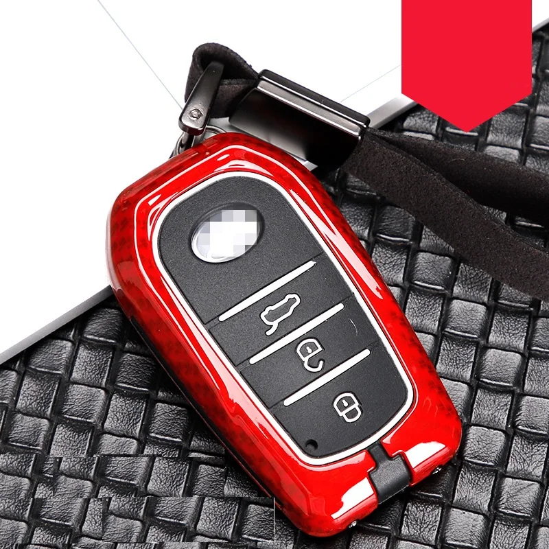 D key CarbonRed Углеродное волокно сплав+ силикон автомобиль корпус умного ключа чехла для T Toyota RAV4 Hilux Fortuner Land Cruiser 2/3/4 кнопки - Color Name: D key CarbonRed