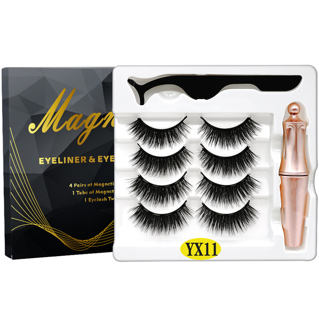 8PCS 2022 New 5 Magnet Magnetic Eyeliner 3D Kit Mink Eyelashes Natural with False Lashes with Tweezers