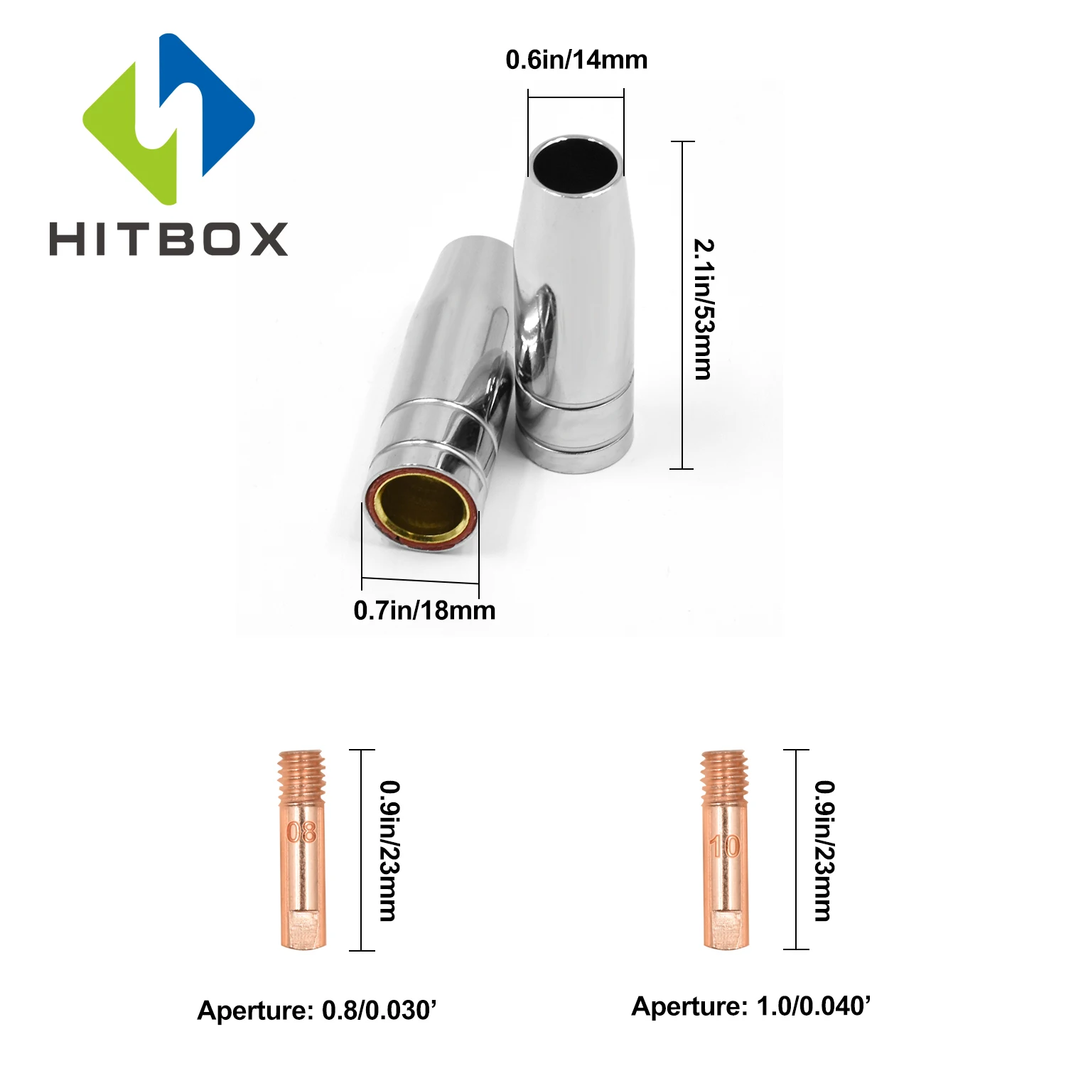 HITBOX Mig Набор насадок 16 шт. AK15 для сварочный фонарь Кепки наконечник свяжитесь с 0 8